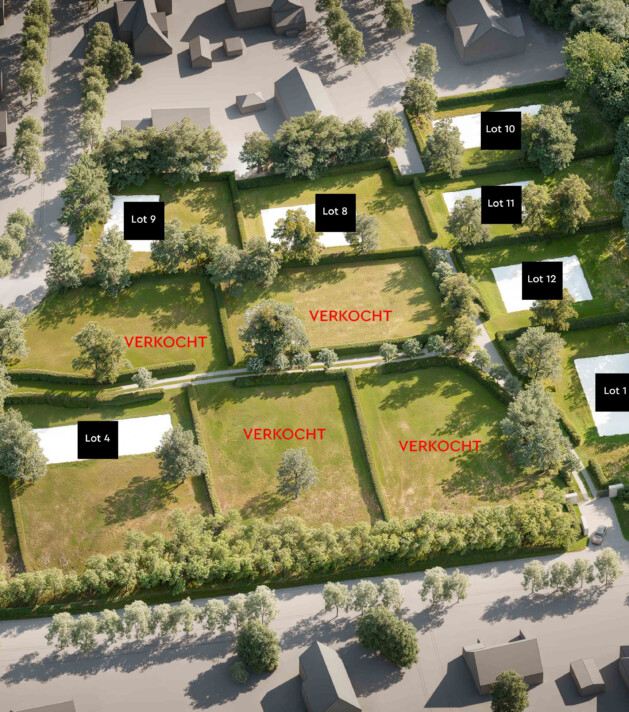 Zoutedijk Gated Community met detail van de nog te koop loten